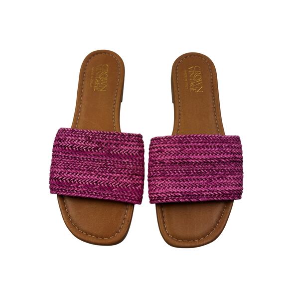 Crown Vintage Avera Pink Woven Slip On Sandals Vacation Chic Women's Size 8 W - Picture 2 of 9